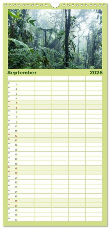 Produktbild: Familienplaner 2026 - Costa Rica - Tierwelt und Landschaften mit 5 Spalten (Wandkalender, 21 x 45 cm) CALVENDO
