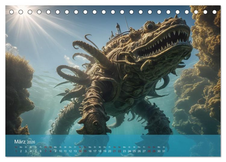 Produktbild: Steampunk - Unterwasser Roboter (Tischkalender 2026 DIN A5 quer), CALVENDO Monatskalender