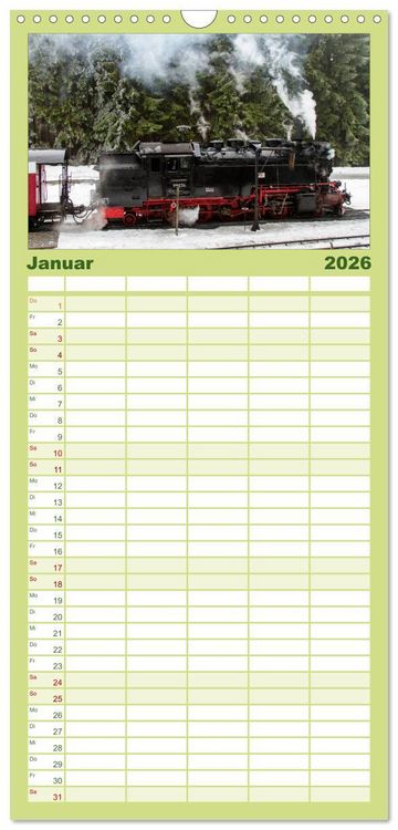 Produktbild: Familienplaner 2026 - Dampferlebnis im Harz mit 5 Spalten (Wandkalender, 21 x 45 cm) CALVENDO