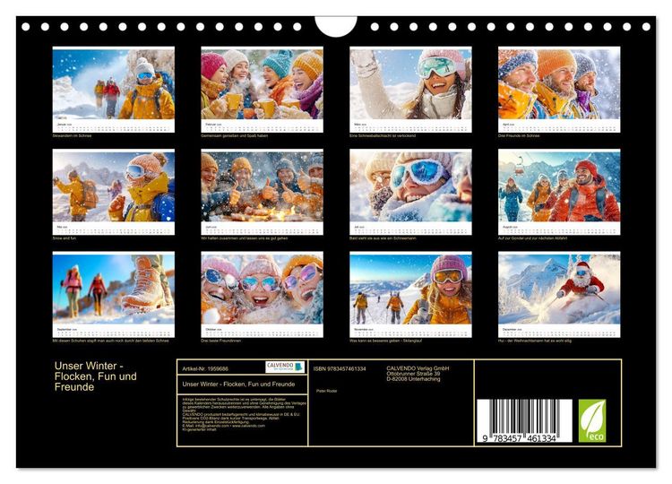 Produktbild: Unser Winter - Flocken, Fun und Freunde (Wandkalender 2026 DIN A4 quer), CALVENDO Monatskalender