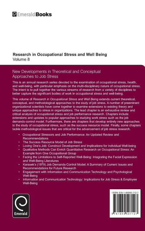 Produktbild: New Developments in Theoretical and Conceptual Approaches to Job Stress