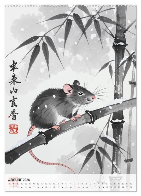 Produktbild: Die 12 chinesischen Tierkreiszeichen (Wandkalender 2026 DIN A2 hoch), CALVENDO Monatskalender