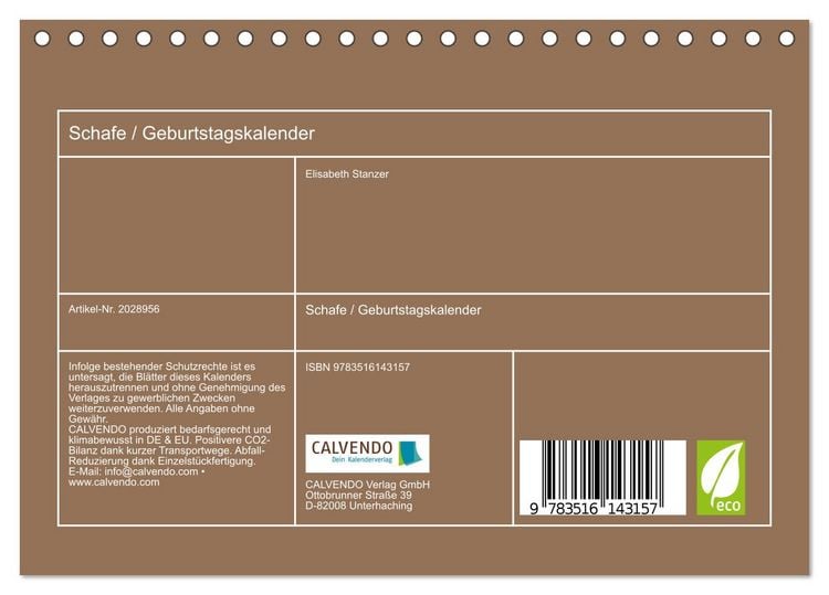 Produktbild: Schafe / Geburtstagskalender (Tischkalender 2026 DIN A5 quer), CALVENDO Monatskalender