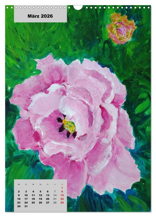 Produktbild: Blumen in Acryl (Wandkalender 2026 DIN A3 hoch), CALVENDO Monatskalender