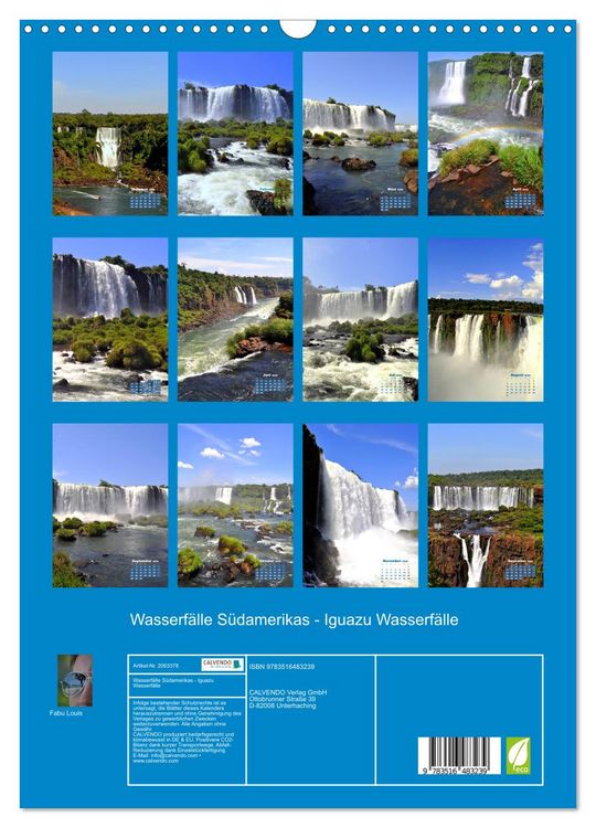 Produktbild: Wasserf&auml;lle S&uuml;damerikas - Iguazu Wasserf&auml;lle (Wandkalender 2026 DIN A3 hoch), CALVENDO Monatskalender