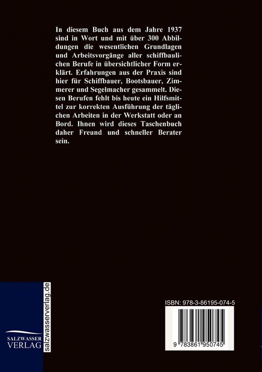 Produktbild: Taschenbuch f&uuml;r Schiffbauer, Bootbauer, Schiffzimmerer und Segelmacher