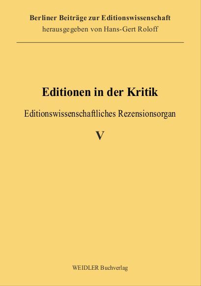 Produktbild: Editionen in der Kritik 5