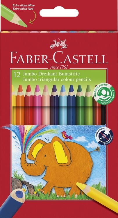 Produktbild: Faber-Castell Buntstifte dreikant Jumbo 5.4mm 12er Karton