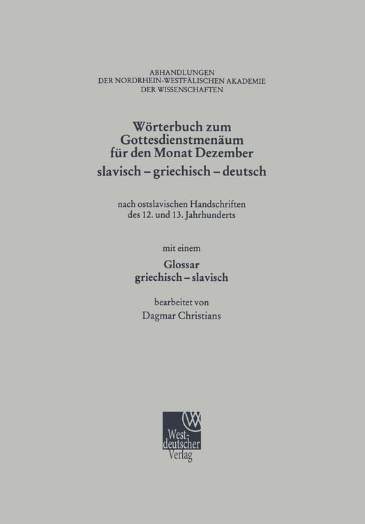 Produktbild: W&ouml;rterbuch zum Gottesdienstmen&auml;um f&uuml;r den Monat Dezember slavisch - griechisch - deutsch