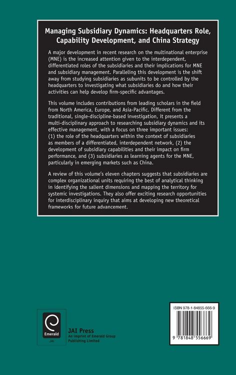 Produktbild: Managing Subsidiary Dynamics