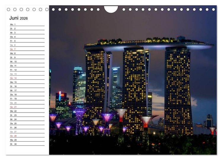 Produktbild: Singapur - Die Farben der Nacht (Wandkalender 2026 DIN A4 quer), CALVENDO Monatskalender