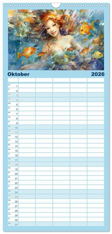 Produktbild: Familienplaner 2026 - Liebliche Meerjungfrauen mit 5 Spalten (Wandkalender, 21 x 45 cm) CALVENDO