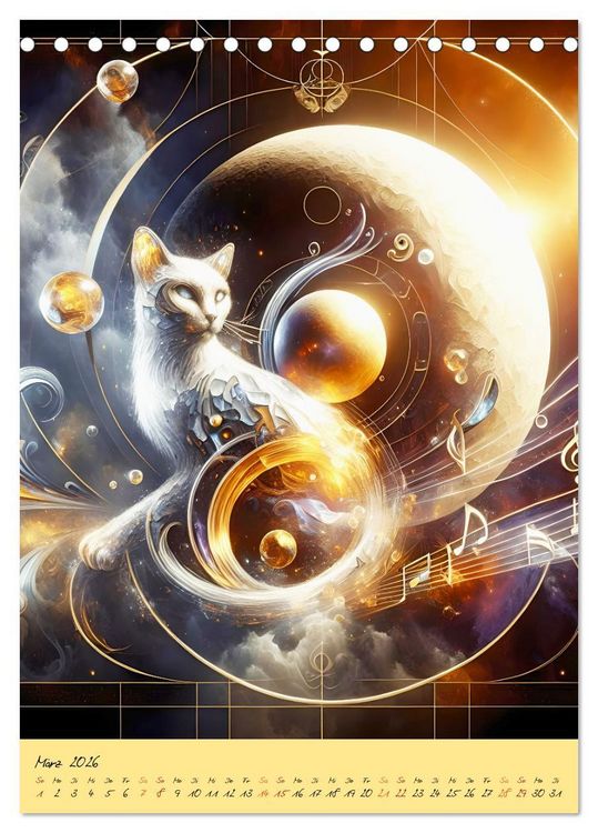 Produktbild: Katzen Mondlichtkonzert (Tischkalender 2026 DIN A5 hoch), CALVENDO Monatskalender