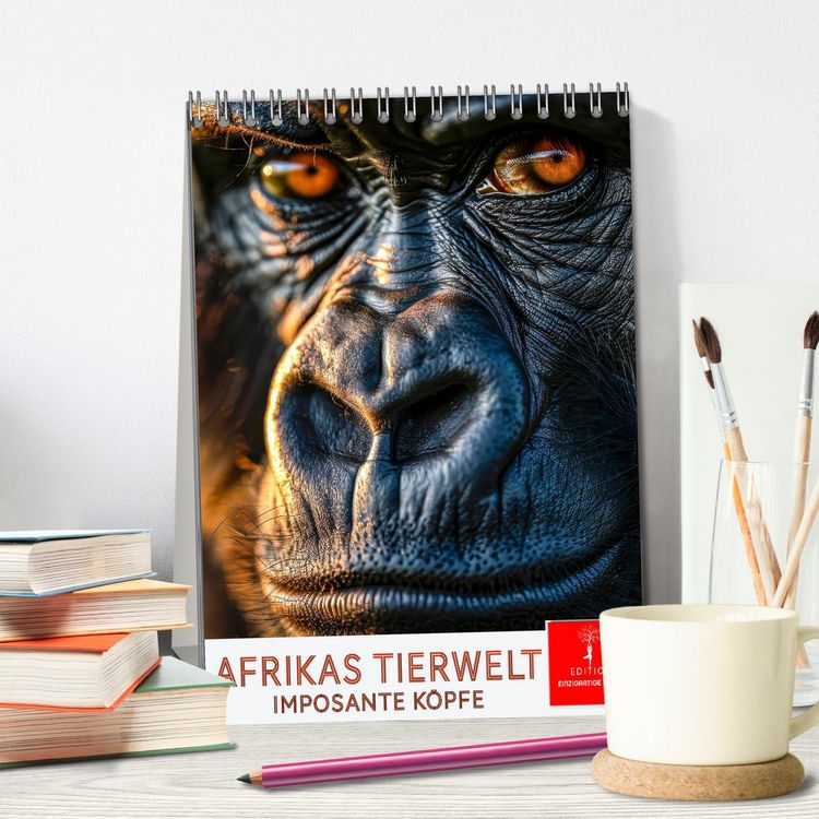 Produktbild: Afrikas Tierwelt - imposante K&ouml;pfe (Tischkalender 2026 DIN A5 hoch), CALVENDO Monatskalender