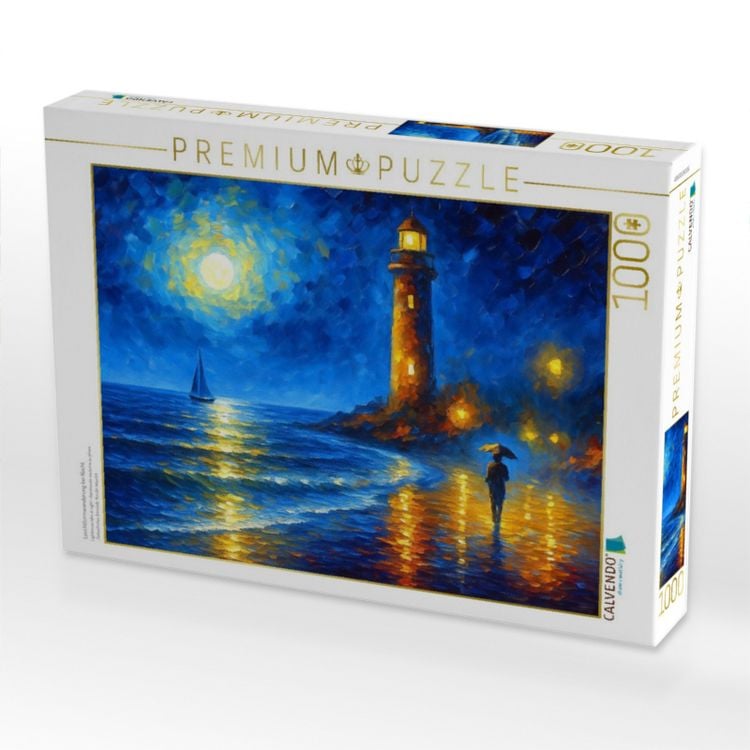Produktbild: CALVENDO Puzzle Leuchtturmwanderung bei Nacht | 1000 Teile Lege-Gr&ouml;&szlig;e 64x48cm Foto-Puzzle f&uuml;r gl&uuml;ckliche Stunden