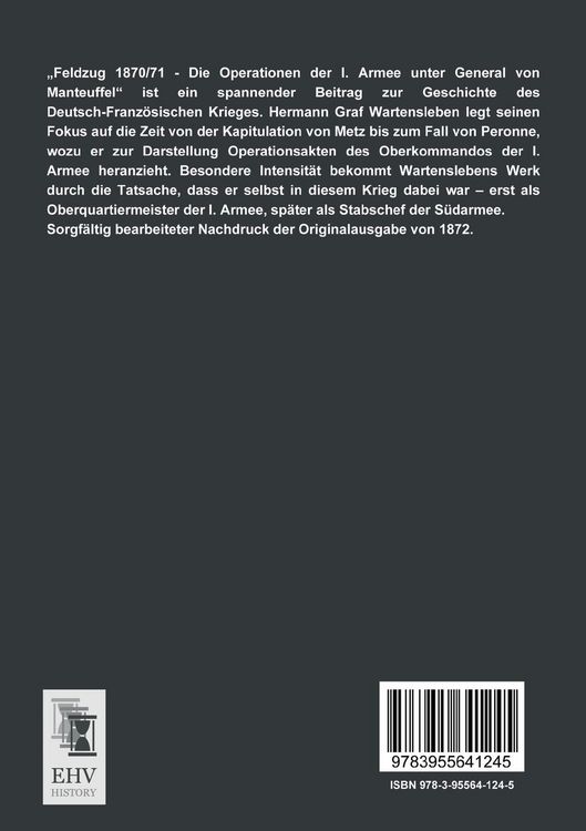 Produktbild: Der Feldzug 1870/71 - Die Operationen der I. Armee unter General von Manteuffel