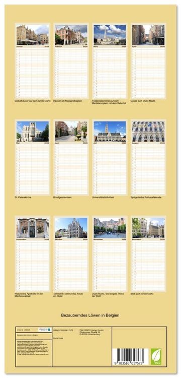 Produktbild: Familienplaner 2026 - Bezauberndes L&ouml;wen in Belgien mit 5 Spalten (Wandkalender, 21 x 45 cm) CALVENDO