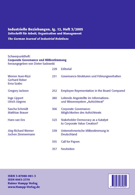 Produktbild: Corporate Governance und Mitbestimmung
