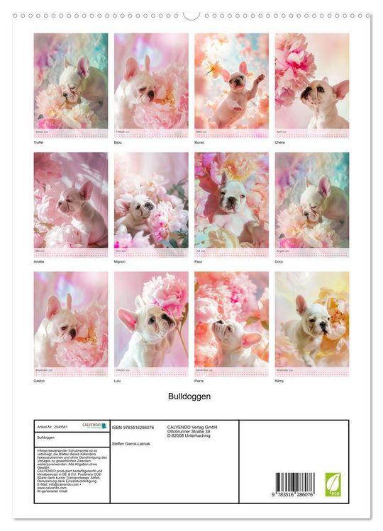 Produktbild: Bulldoggen (hochwertiger Premium Wandkalender 2026 DIN A2 hoch), Kunstdruck in Hochglanz