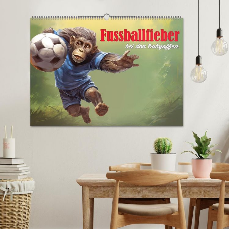 Produktbild: Fu&szlig;ballfieber bei den Babyaffen (Wandkalender 2026 DIN A2 quer), CALVENDO Monatskalender