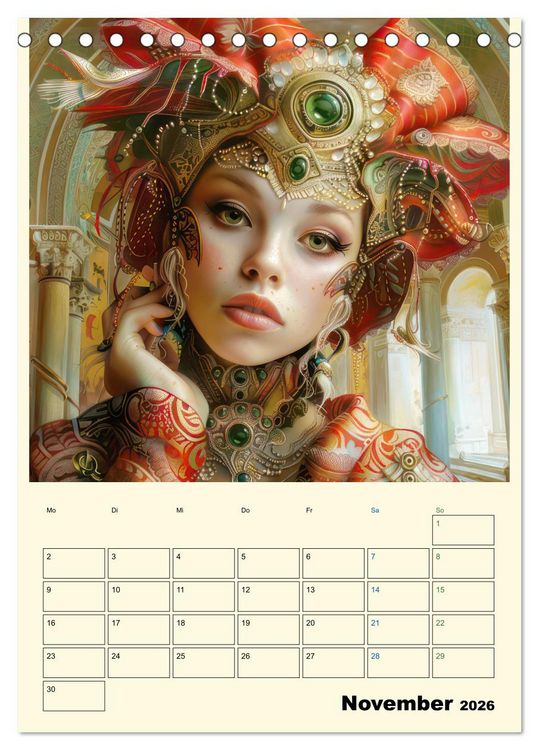 Produktbild: Surreale Frauenportraits im venezianischen Stil - Planer (Tischkalender 2026 DIN A5 hoch), CALVENDO Monatskalender