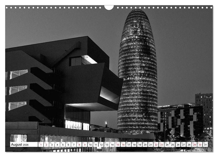 Produktbild: Barcelona Schwarz / Wei&szlig; Impressionen (Wandkalender 2026 DIN A3 quer), CALVENDO Monatskalender