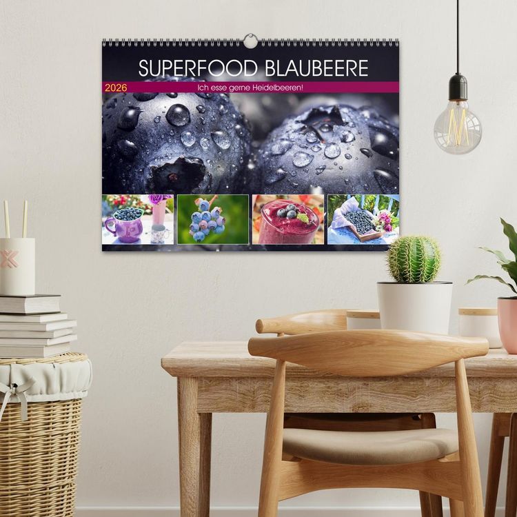 Produktbild: Superfood Blaubeere. Ich esse gerne Heidelbeeren! (Wandkalender 2026 DIN A3 quer), CALVENDO Monatskalender