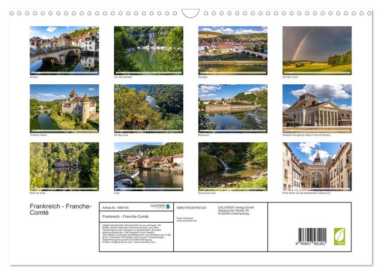 Produktbild: Frankreich - Franche-Comt&eacute; (Wandkalender 2026 DIN A3 quer), CALVENDO Monatskalender
