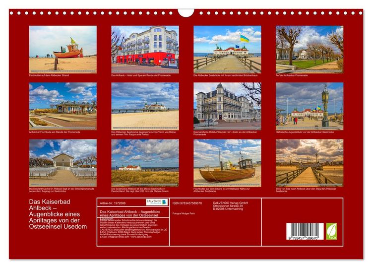 Produktbild: Das Kaiserbad Ahlbeck &ndash; Augenblicke eines Apriltages von der Ostseeinsel Usedom (Wandkalender 2026 DIN A3 quer), CALVENDO Monatskalender