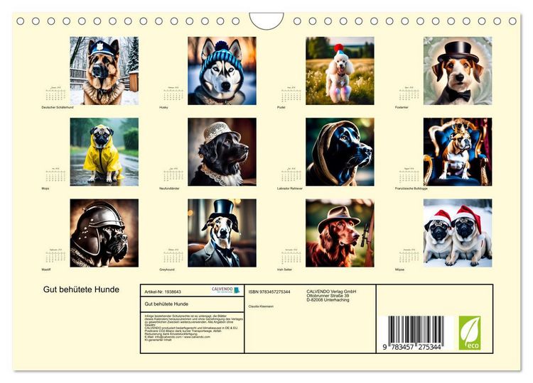 Produktbild: Gut beh&uuml;tete Hunde (Wandkalender 2026 DIN A4 quer), CALVENDO Monatskalender