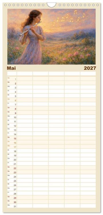 Produktbild: Familienplaner 2027 - Im Zauber der Musik - Romantische Kunstwerke zwischen Klang und Farbe mit 5 Spalten (Wandkalender, 21 x 45 cm) CALVENDO