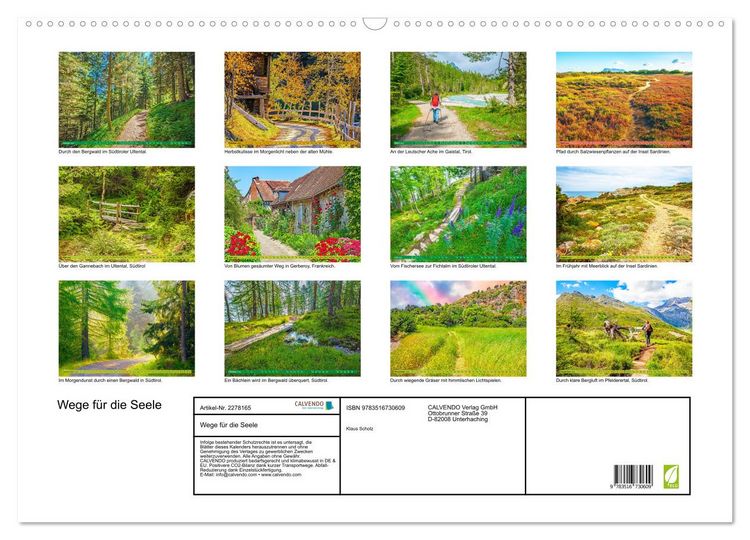 Produktbild: Wege f&uuml;r die Seele (Wandkalender 2026 DIN A2 quer), CALVENDO Monatskalender