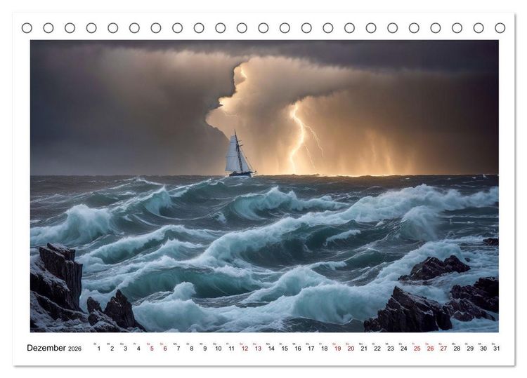 Produktbild: KI Landschaften (Tischkalender 2026 DIN A5 quer), CALVENDO Monatskalender