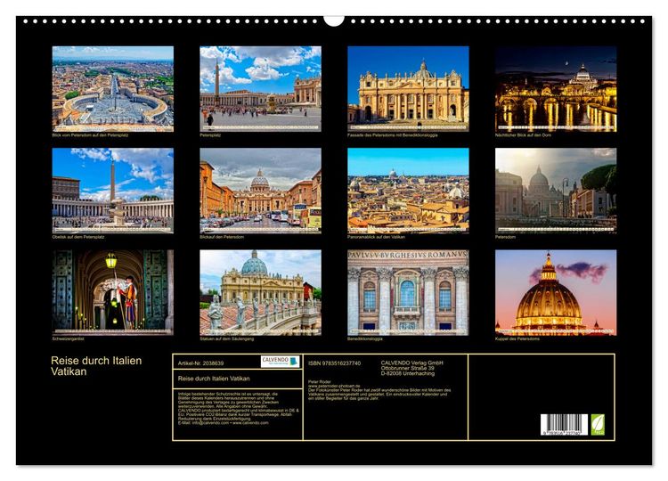 Produktbild: Reise durch Italien Vatikan (Wandkalender 2026 DIN A2 quer), CALVENDO Monatskalender