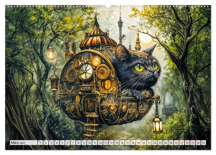 Produktbild: Steampunk Fabelwelten - Magische Kreaturen in Fantasiewelten (hochwertiger Premium Wandkalender 2027 DIN A2 quer), Kunstdruck in Hochglanz