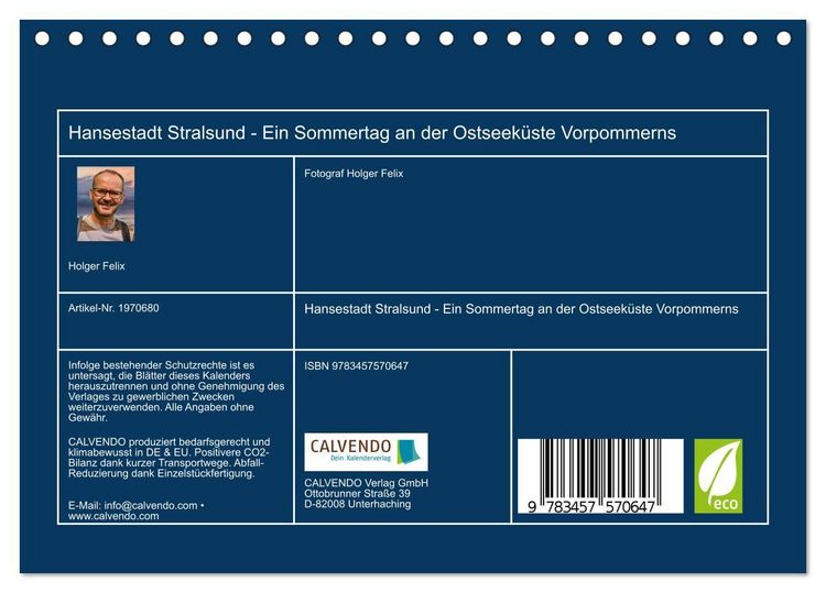 Produktbild: Hansestadt Stralsund - Ein Sommertag an der Ostseek&uuml;ste Vorpommerns (Tischkalender 2026 DIN A5 quer), CALVENDO Monatskalender