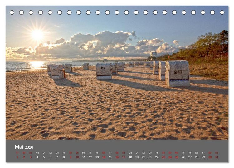 Produktbild: L&uuml;becker Bucht - Travem&uuml;nde - Niendorf - Timmendorf (Tischkalender 2026 DIN A5 quer), CALVENDO Monatskalender