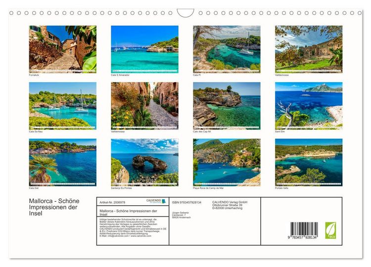 Produktbild: Mallorca - Sch&ouml;ne Impressionen der Insel (Wandkalender 2026 DIN A3 quer), CALVENDO Monatskalender