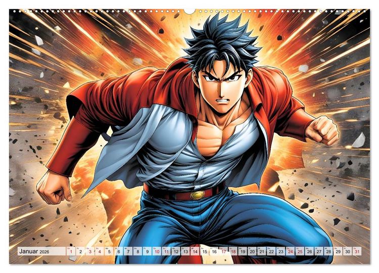 Produktbild: Manga Action Heroes (hochwertiger Premium Wandkalender 2026 DIN A2 quer), Kunstdruck in Hochglanz