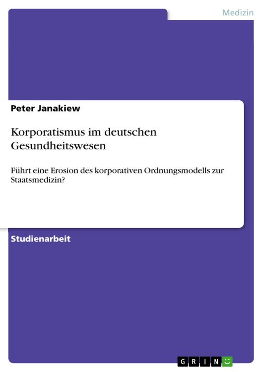 Produktbild: Korporatismus im deutschen Gesundheitswesen