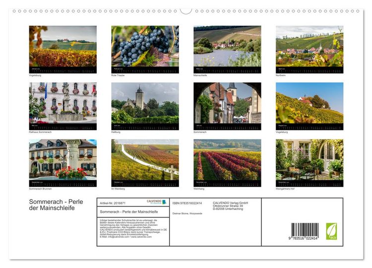 Produktbild: Sommerach - Perle der Mainschleife (hochwertiger Premium Wandkalender 2026 DIN A2 quer), Kunstdruck in Hochglanz