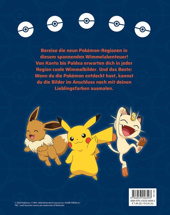 Produktbild: Pok&eacute;mon: Das gro&szlig;e Wimmelmalbuch der 9 Regionen
