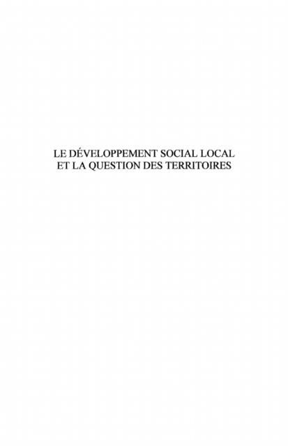 Produktbild: Le developpement social local et la question des territoires