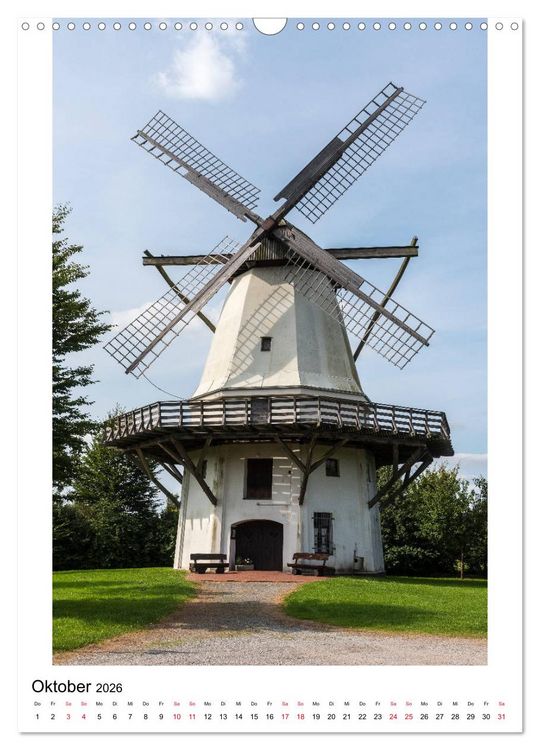 Produktbild: Historische Windm&uuml;hlen in Minden-L&uuml;bbecke (Wandkalender 2026 DIN A3 hoch), CALVENDO Monatskalender