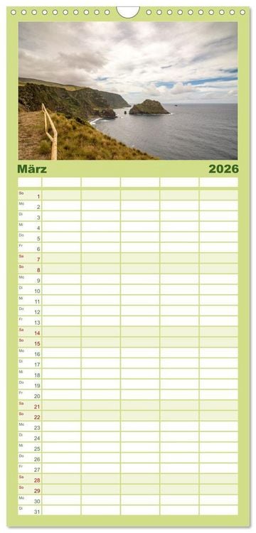 Produktbild: Familienplaner 2026 - Azoren Landschaften - Flores und Corvo mit 5 Spalten (Wandkalender, 21 x 45 cm) CALVENDO