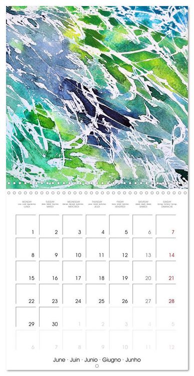Produktbild: Emerald Waves - Watercolour experiments in green and blue (Wall Calendar 2026 12 &times; 12 Inch) CALVENDO 12 Month Wall Calendar