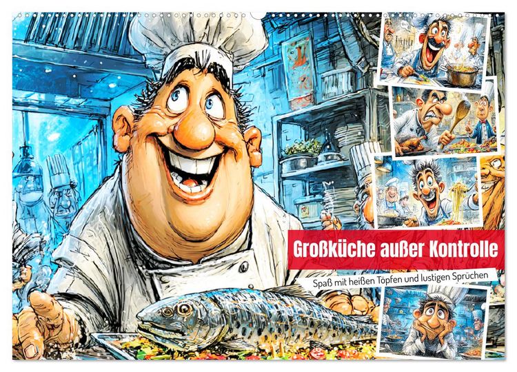 Produktbild: Gro&szlig;k&uuml;che au&szlig;er Kontrolle. Spa&szlig; mit hei&szlig;en T&ouml;pfen und lustigen Spr&uuml;chen (Wandkalender 2026 DIN A2 quer), CALVENDO Monatskalender