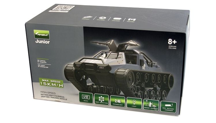 Produktbild: Ketten-Drift-Fahrzeug Military Police 1:12 2,4GHz RTR grau/blau
