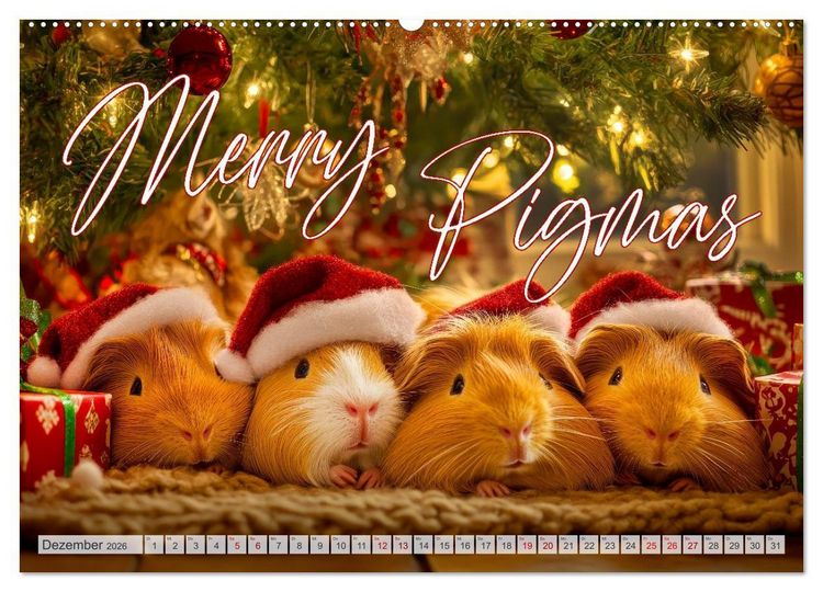 Produktbild: Meerschweinchen LUSTIG DURCHS JAHR (hochwertiger Premium Wandkalender 2026 DIN A2 quer), Kunstdruck in Hochglanz