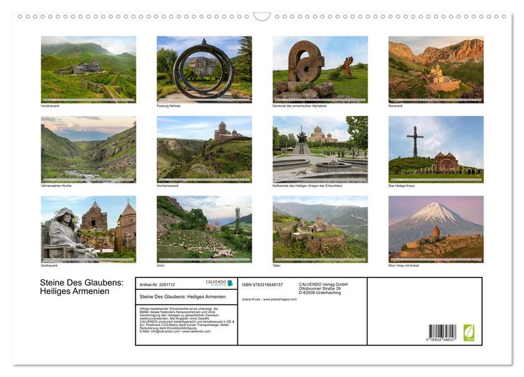 Produktbild: Steine Des Glaubens: Heiliges Armenien (Wandkalender 2026 DIN A2 quer), CALVENDO Monatskalender